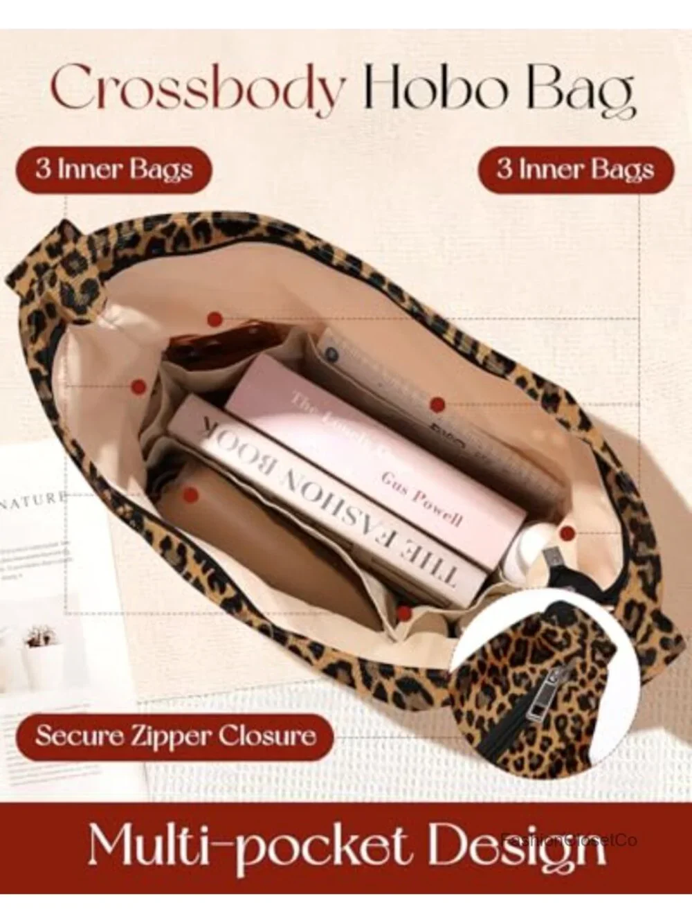Corduroy Tote Bag with Zipper for Women - Cute Hobo Bags Big Capacity with